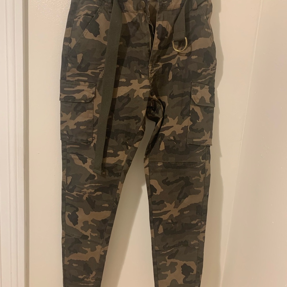 Green camo cargo pants